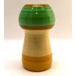 SHELLEY; a 990 pattern mushroom vase with brightly-coloured rings, height 26.5cm, with printed