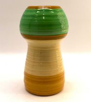 SHELLEY; a 990 pattern mushroom vase with brightly-coloured rings, height 26.5cm, with printed