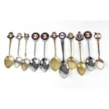Eleven souvenir spoons for the P&O shipping line, comprising six from Company, four from Branch