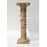 A modern limed oak style Classical column/plant stand, 100 x 30 x 30cm.