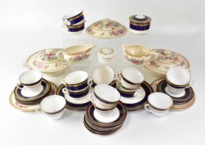 A Royal Staffordshire Pottery 'Shalimar' pattern part tea and dinner service, together with Royal