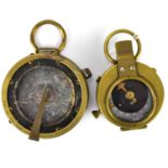 Two WWI era military compasses, comprising an 'Anglo-Swiss Association' brass compass, no.34292,