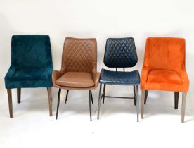 WINTERWOOD, VIETNAM; four designer tub-style chairs, comprising one brown leather-effect example,