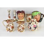 Various pottery collectibles to include two Royal Doulton character jugs, 'Sairey Gamp' and 'Simon