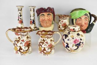 Various pottery collectibles to include two Royal Doulton character jugs, 'Sairey Gamp' and 'Simon