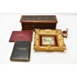 Various mixed collectibles to include a 19th century carved mahogany glove box with berry and leaf