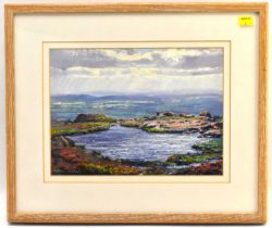 † MARK PRESTON (Derbyshire, born 1976); watercolour 'Sunlight, Doxey Pool, The Roaches', depicting