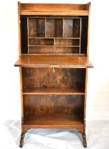 A 20th century oak students bureau over bookcase, with fitted interior, 118 x 56 x 30cm.