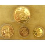 ROYAL MINT; a '1937 Gold Specimen Coins Set', comprising £5, £2, full sovereign and half sovereign