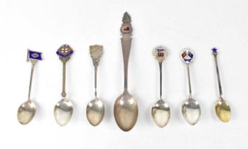 Six silver commemorative spoons for shipping lines Elder & Fyffes, PSN Co, Ed's, Ellerman,