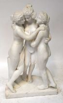 AFTER ANTONIO CANOVA (Italian, 1757-1822); a large alabaster figural group depicting the Three