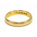 A 22ct gold wedding band, size Q, approx. 5.5g.