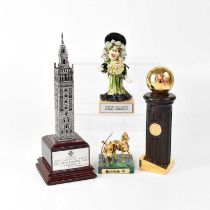 LIVERPOOL FOOTBALL CLUB; four commemorative items given by European clubs, comprising a tower
