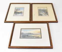 NIA LLOYD-HUGHES; three watercolours depicting various landscapes, two portrait, each 15 x 10cm