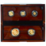 THE ROYAL MINT; 'The 2014 Sovereign Collection Gold Proof Five-Coin Set', comprising £5 sovereign,