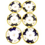 COALPORT; six late 19th/early 20th century display plates with bat wing floral pattern, with