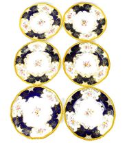 COALPORT; six late 19th/early 20th century display plates with bat wing floral pattern, with