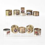 Nine shipping line commemorative souvenir napkin rings for Bibby, Allen; Scandinavian, CPR; Mont