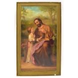 LATE 19TH/EARLY 20TH CENTURY ENGLISH SCHOOL; oil on canvas, a portrait of Christ with a child '
