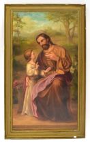 LATE 19TH/EARLY 20TH CENTURY ENGLISH SCHOOL; oil on canvas, a portrait of Christ with a child '