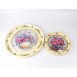 ROSINA; oils, two circular paintings of flowers in convex glazed circular frames, diameters of image