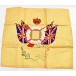 A Trench Art embroidered photograph frame featuring Union flags either side of a life ring, under