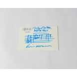 ENNIO MORRICONE; a notecard, signed by the musician with part score 'The Good, The Bad and The