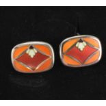 GEORG JENSEN; a boxed pair of sterling silver (925), model 602 Naja Salto, cufflinks with Art Deco