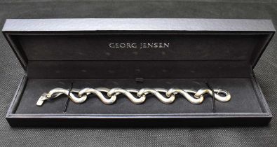 GEORG JENSEN; a pattern 452 Infinity bracelet, marked '925 Silver', length 18cm, in presentation