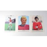 Six Typhoo Tea signed collectors' cards, comprising two Bobby Moore, Bobby Charlton, George Best,