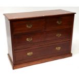 An Edwardian chest of two short and two long drawers, on plinth base, 78 x 107 x 46cm. Condition
