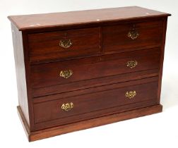 An Edwardian chest of two short and two long drawers, on plinth base, 78 x 107 x 46cm. Condition