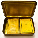 A WWI British 1914 Princess Mary Christmas tin, including two packets, one tobacco, full,