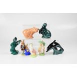 Various ceramic model animals, comprising two Royal Albert Beatrix Potter animals, a Royal