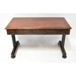 A Victorian rosewood side table/desk with leather insert top, two frieze drawers above stile