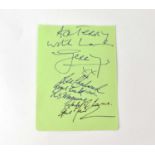 GERRY & THE PACEMAKERS; a torn page from an autograph book bearing the signatures of Gerry Marsden