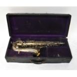 A cased silver plated Hawkes & Son alto saxophone, b-flat, serial no.52531.