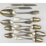 Ten items of 19th century Russian silver cutlery, to include five coffee spoons, two small dessert