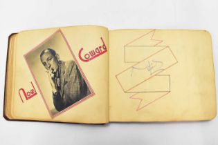An autograph album containing approximately sixty autographed individual pages of entertainers,