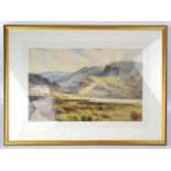 ALFRED DE BREANSKI SENIOR (1852-1928); 19th century watercolour, mountainous landscape, signed and