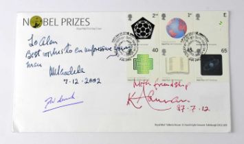 NELSON MANDELA; a first day cover signed by Nelson Mandela, FW De Klerk and Kofi Annan. Condition