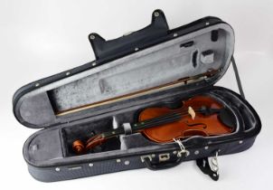 YAMAHA; a three-quarter size Model V7G violin with two-piece 13" back, in associated carry case,