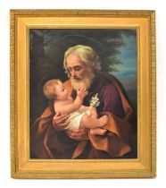 LATE 19TH/EARLY 20TH CENTURY CONTINENTAL SCHOOL; oil on canvas, 'St. Joseph with the Christ