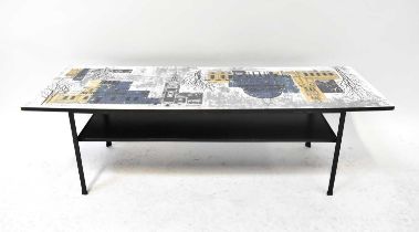 A Terence Conran 'Scenes of London' coffee table, designed by John Piper, 36 x 114 x 38cm.