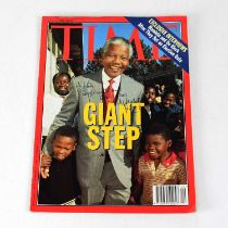 NELSON MANDELA; a copy of 'Time' magazine for June 14, 1993, signed to front cover and inner page by