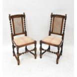 Six mid-20th century barleytwist dining chairs with bergère backs and drop-in seats (6).