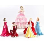 ROYAL DOULTON; five various porcelain figures, to include HN3994 'Red Red Rose' from the 'Language