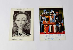 PICASSO; two postcards, signed by Paloma Picasso and Pablo Picasso (2). Condition Report: - We