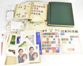 Two hobby stamp albums, various packets of loose stamps, etc.