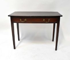 A George III mahogany side table with single drawer, on square tapering legs, 72 x 97.5 x 49cm.